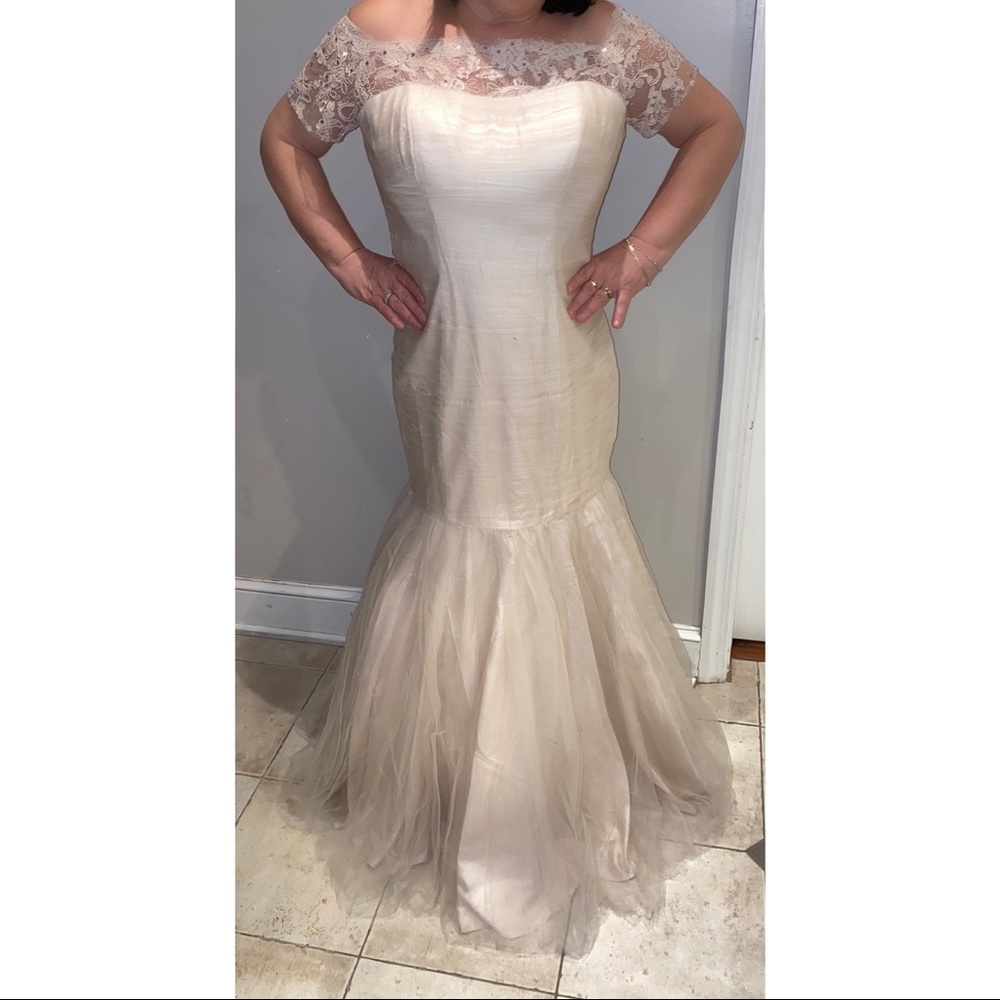 Jovani Off the Shoulder Gown Ivory